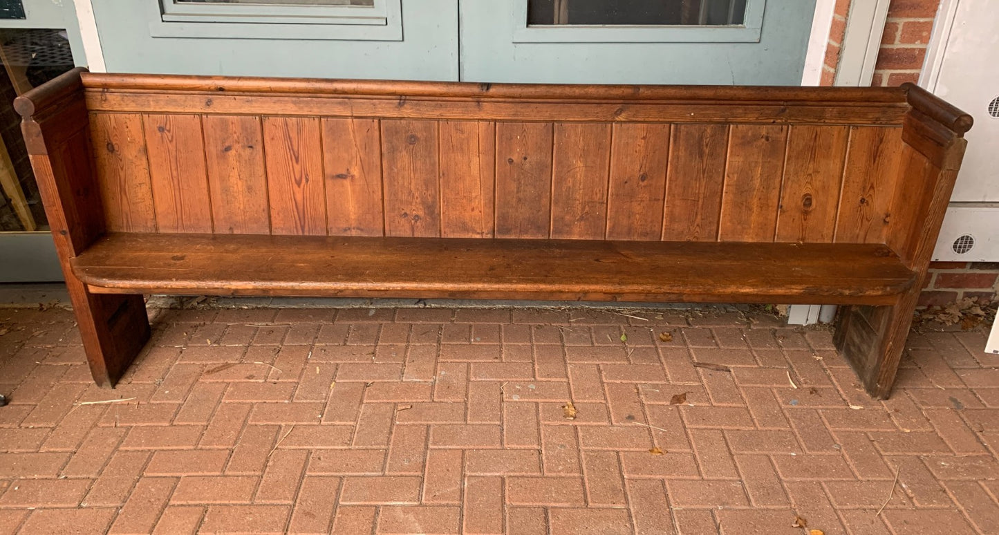 Authentic Antique Victorian Pitch Pine Church Pew, Bench Seating, Numbered 42!