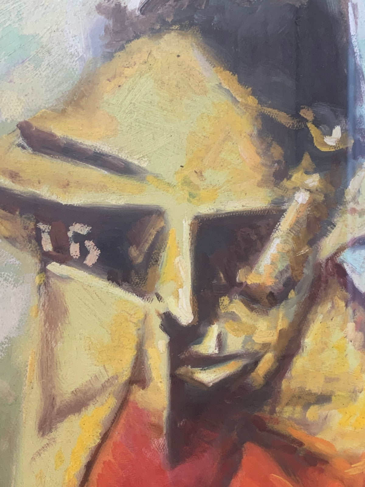 Antique Cubist Oil Painting Portrait After Lyonel Feininger Expressionist, Gilt