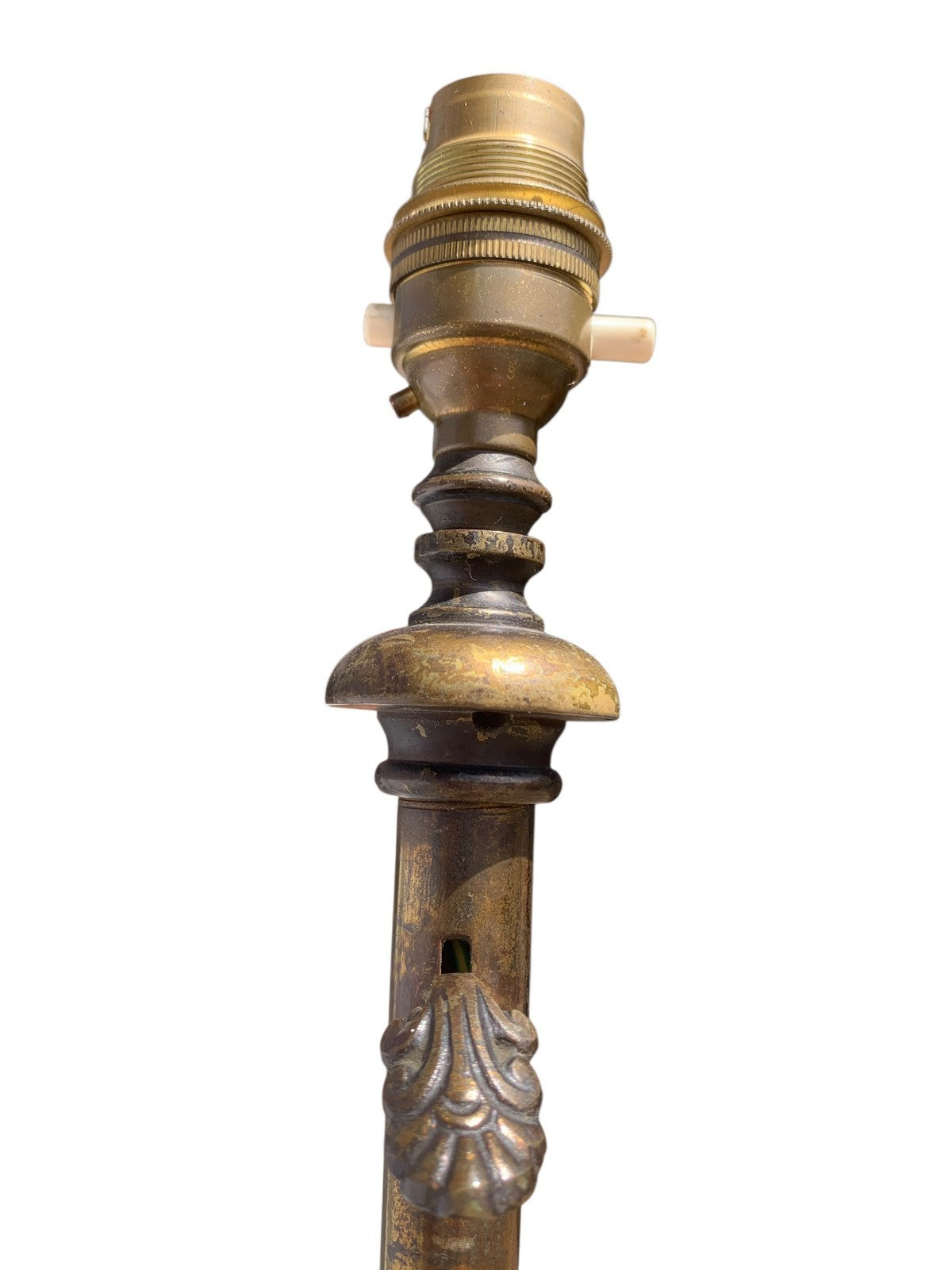 Antique Japanese Meiji Bronze Floor Lamp Base Oriental Dragon Turtle Light c1890