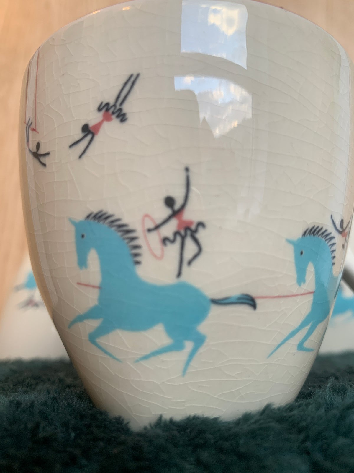 Vintage 1950's  Beswick 'Circus Pattern' Snack/Hostess Sets  (3 sets of 2)