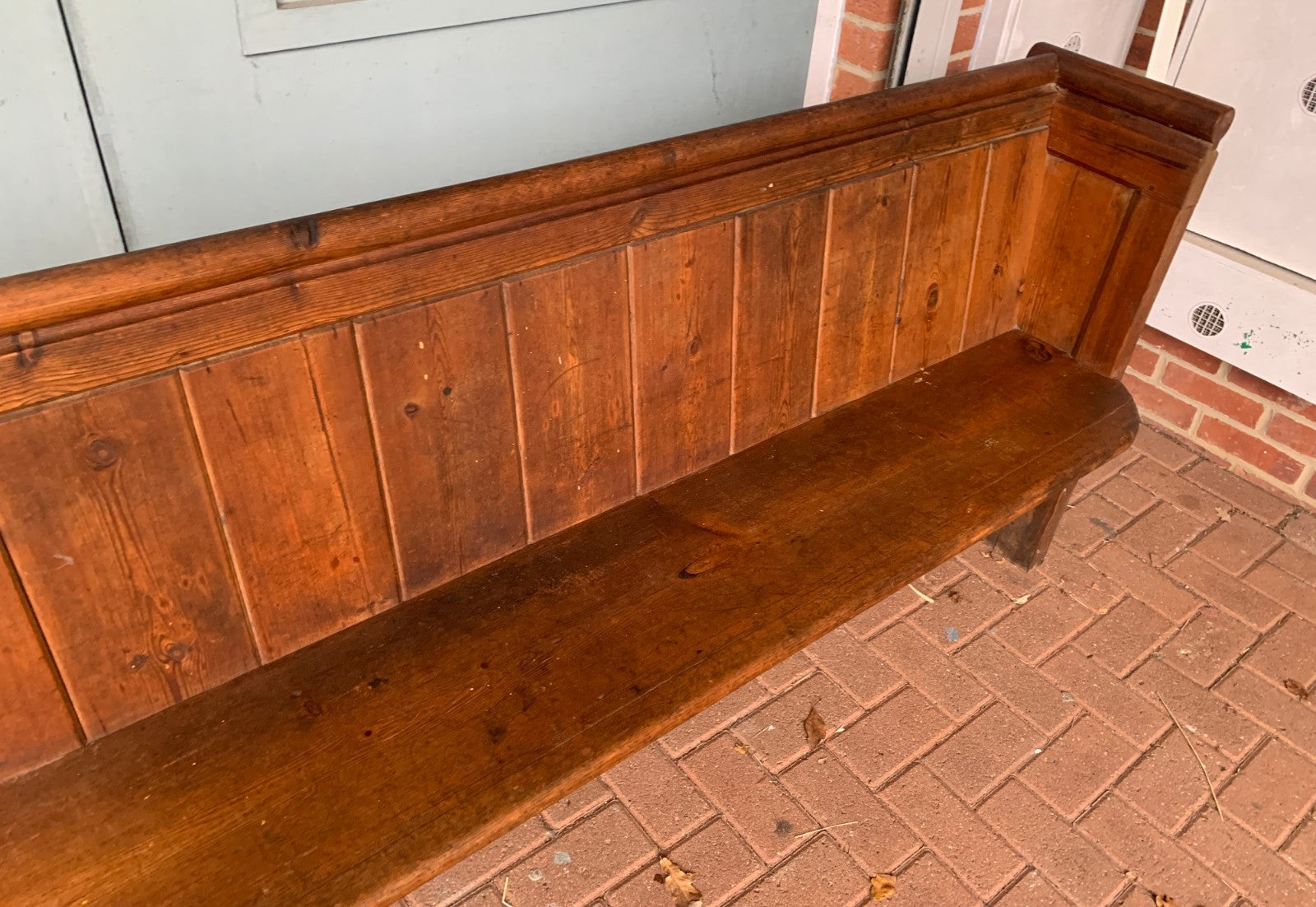 Authentic Antique Victorian Pitch Pine Church Pew, Bench Seating, Numbered 42!