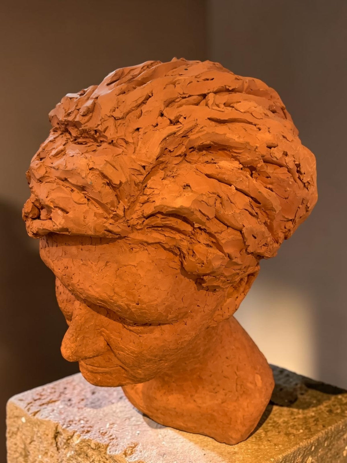 Large Contemporary Studio Art Terracotta Female Portrait Bust Late 20th Century