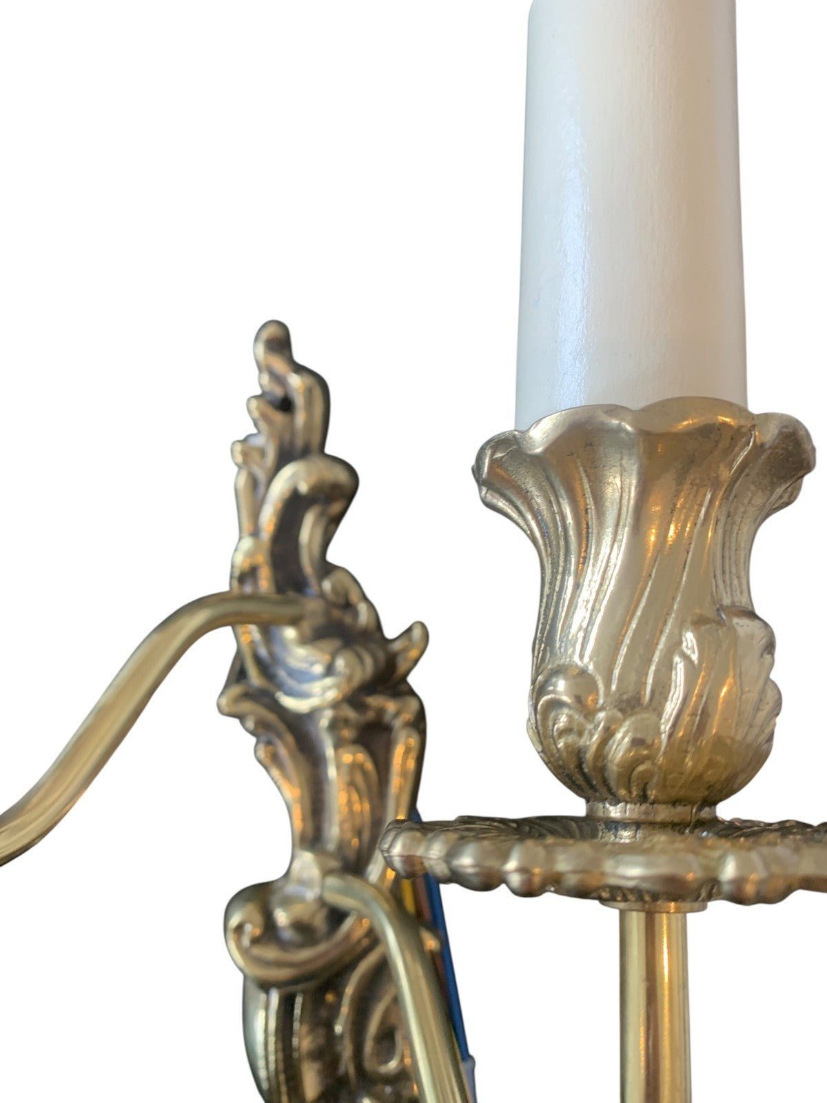 Set of Three Handmade French Rococo Style Brass Twin Candle Wall Lights by Impex