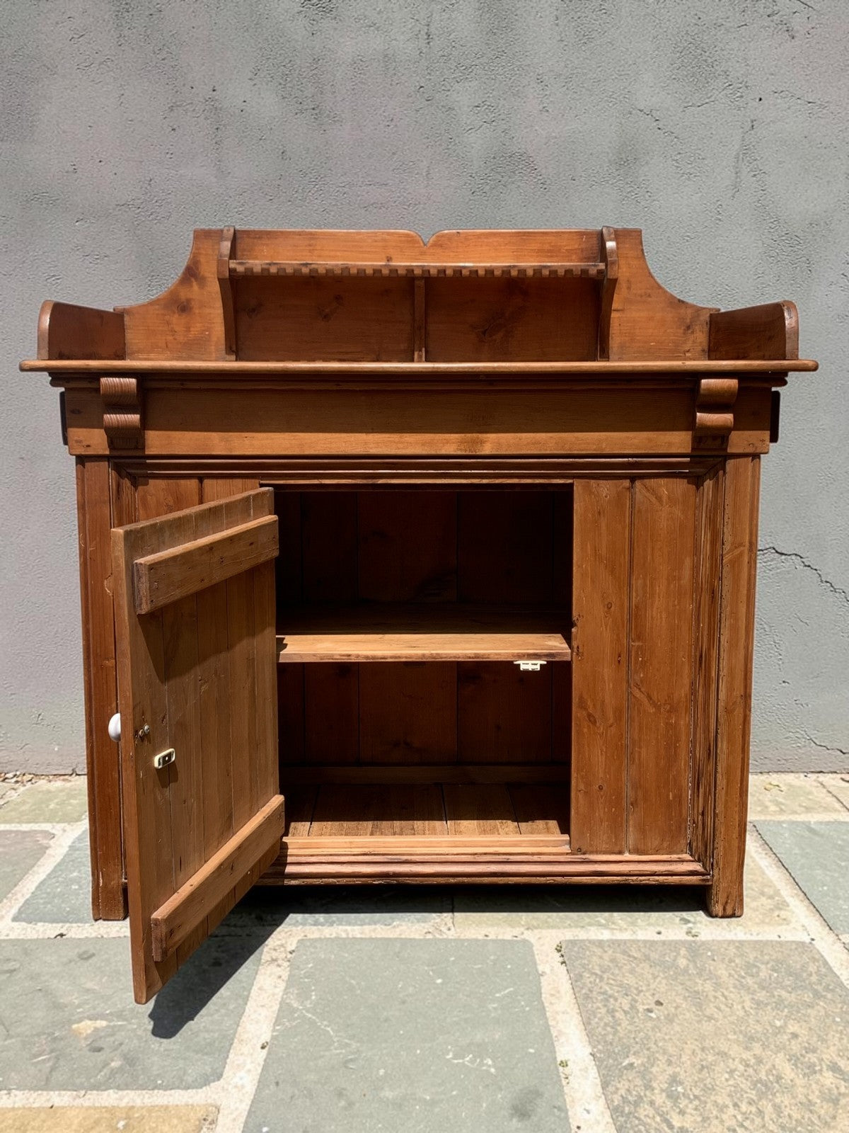 Antique Victorian Stripped Pine Chiffonier Sideboard Cupboard  c.1890