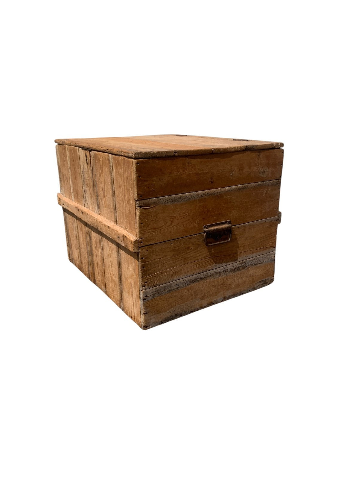 Large Antique Victorian Stripped Pine Trunk  Coffee Table Blanket Chest c.1890