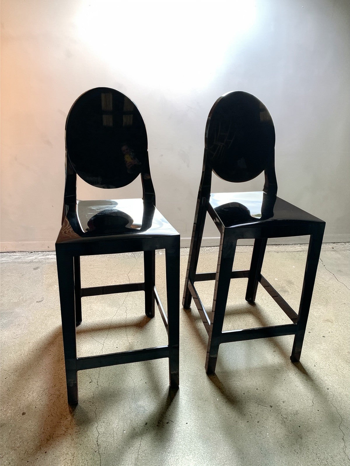 Pair of Philippe Starck –Kartell ‘One More’ Counter Stools (65cm)  Glossy Black