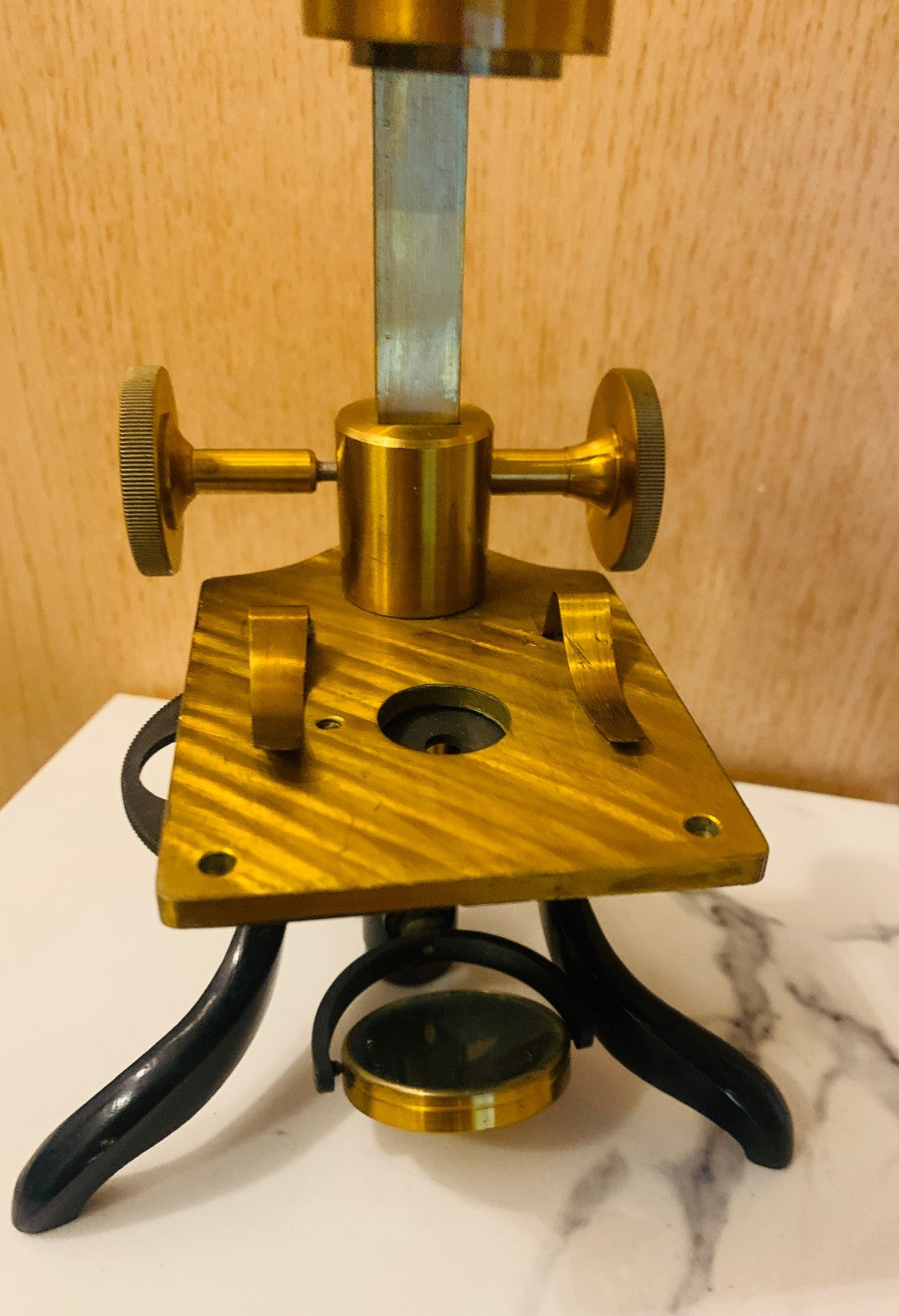 Antique Victorian Brass Bar-Limb Microscope by A. Franks Ltd, Manchester c. 1880
