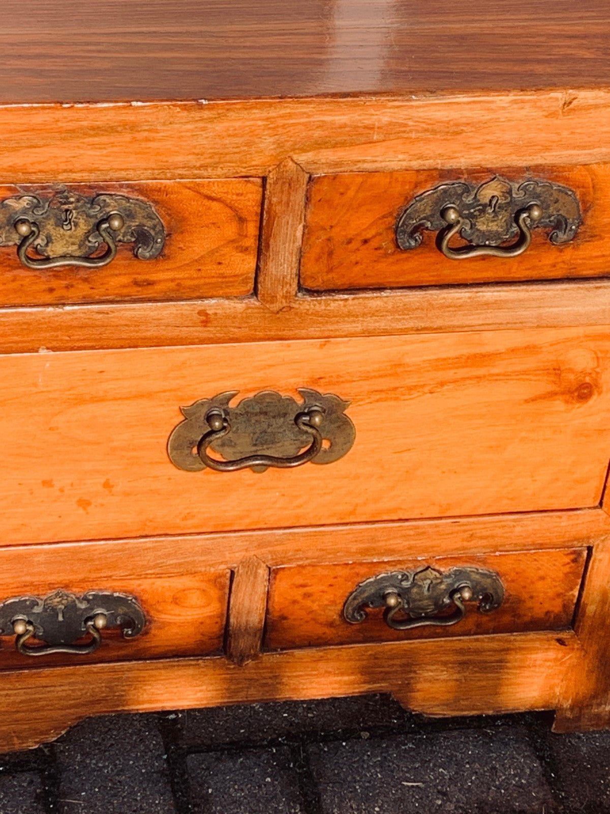 Antique Chinese Elm "Kang" Cabinet Low Long Sideboard Cupboard TV Media Console