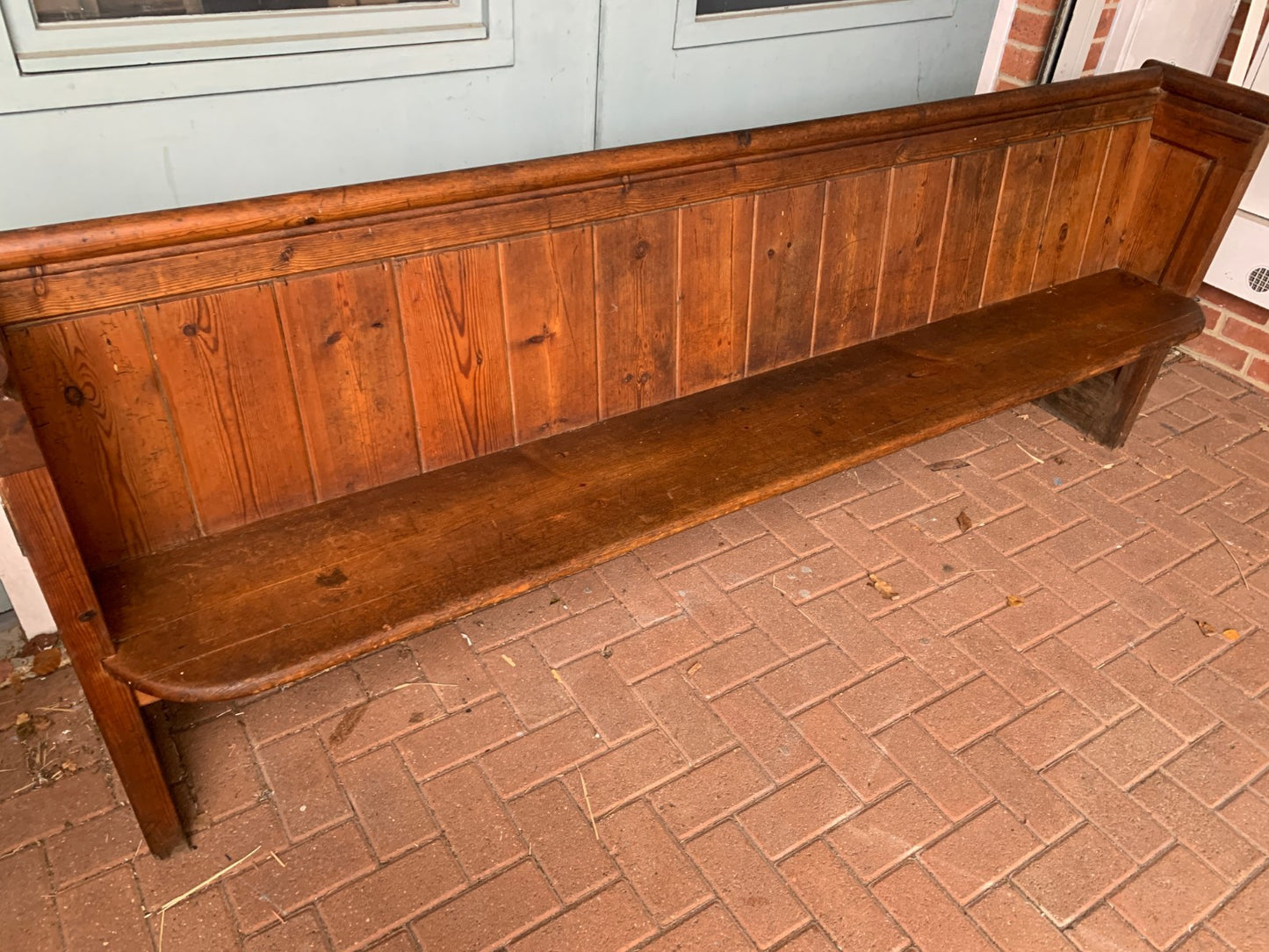 Authentic Antique Victorian Pitch Pine Church Pew, Bench Seating, Numbered 42!