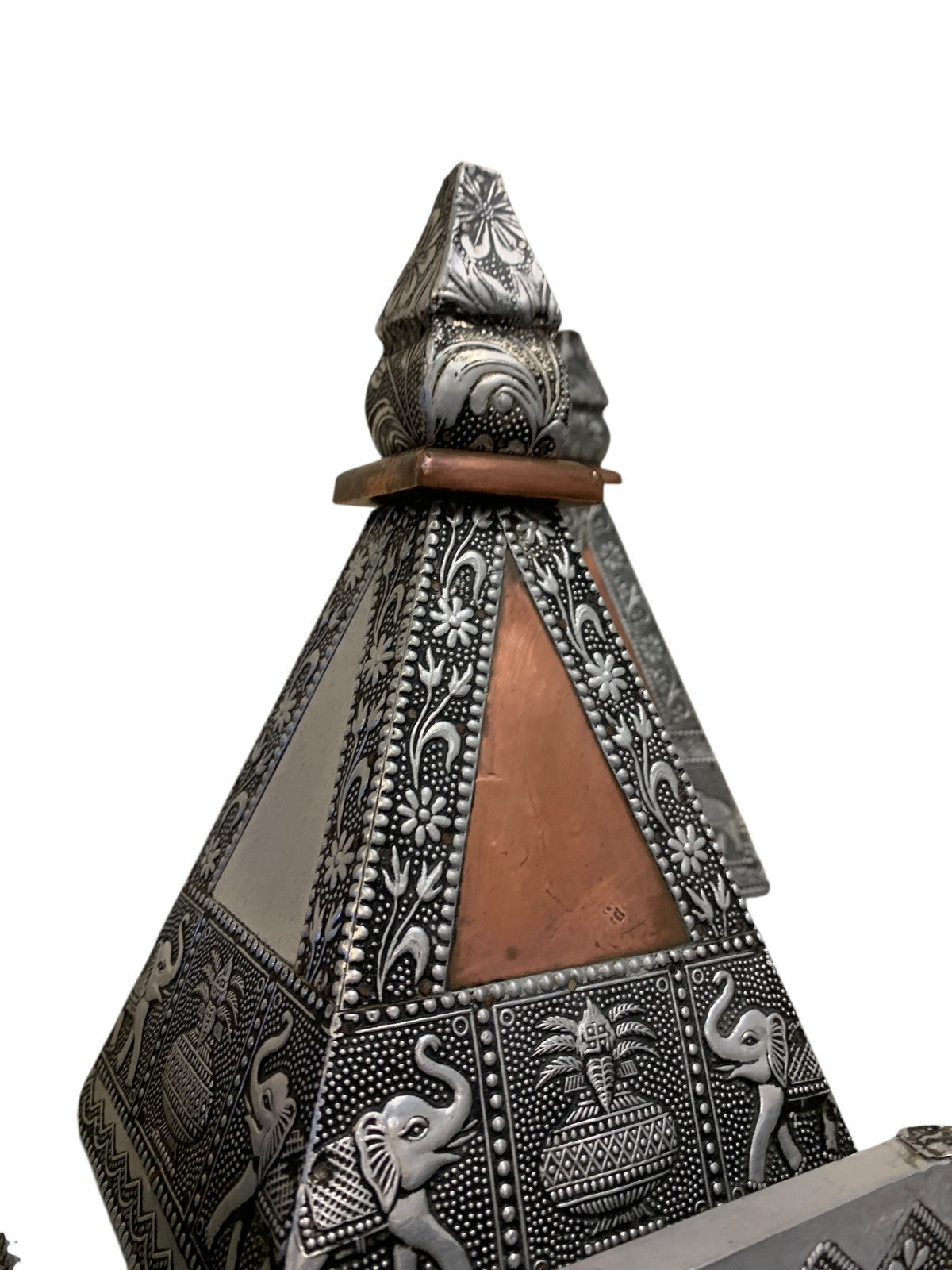 Large Silver & Copper Embossed Indian Pooja Mandir (Shrine) – Ganesha & Lakshmi