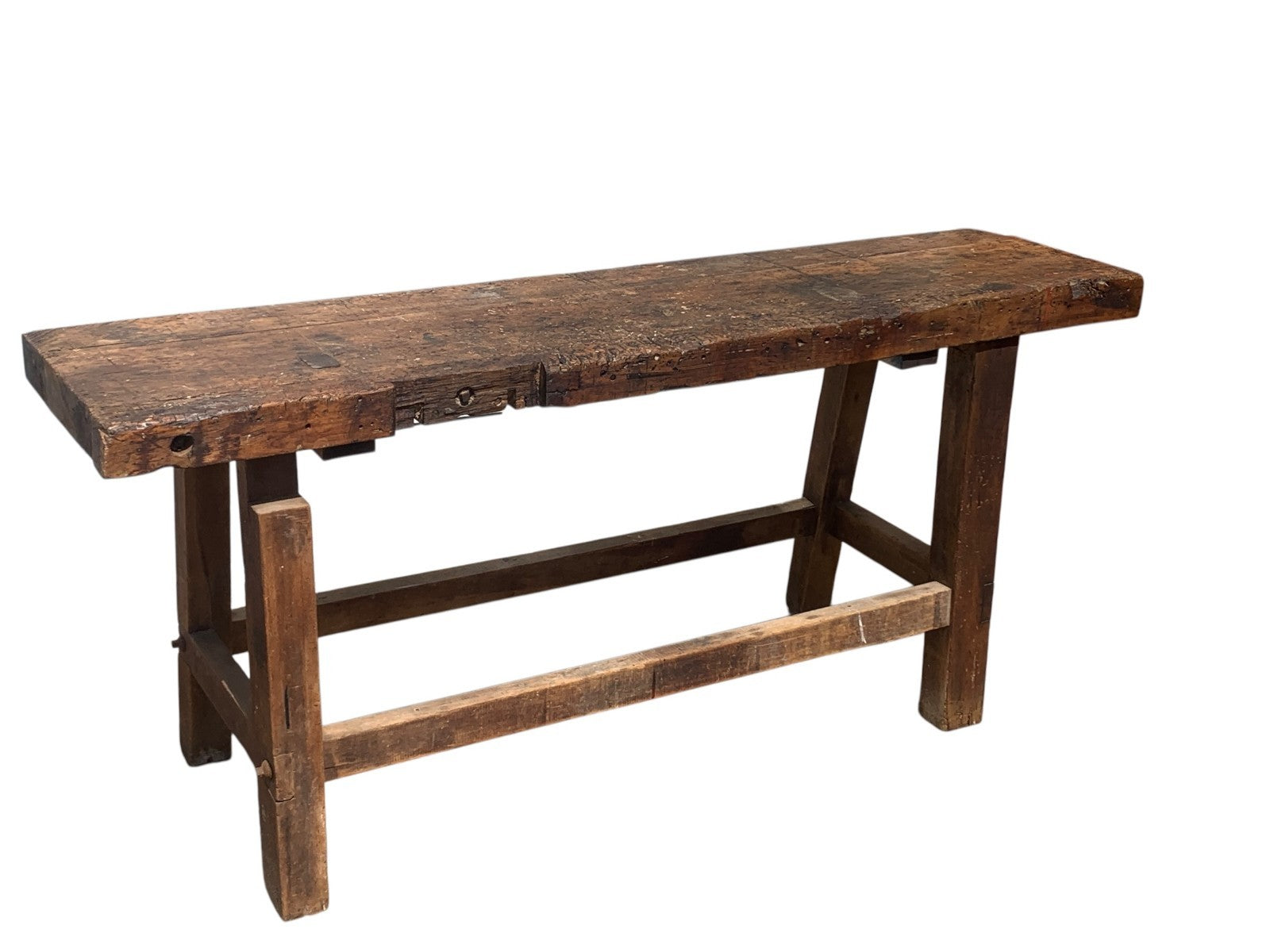 Vintage Industrial Timber Workbench Coffee Table Rustic Carpenter Bench Console