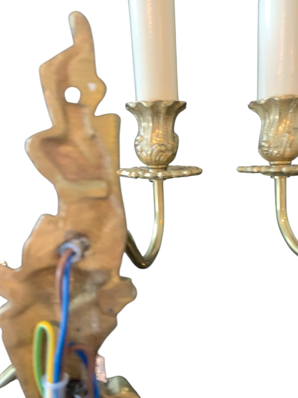 Set of Three Handmade French Rococo Style Brass Twin Candle Wall Lights by Impex