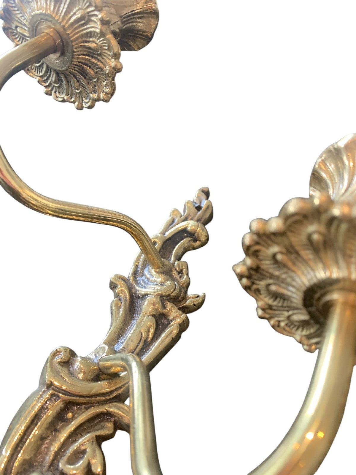 Set of Three Handmade French Rococo Style Brass Twin Candle Wall Lights by Impex