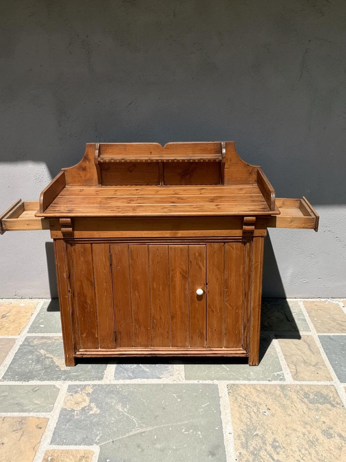 Antique Victorian Stripped Pine Chiffonier Sideboard Cupboard  c.1890