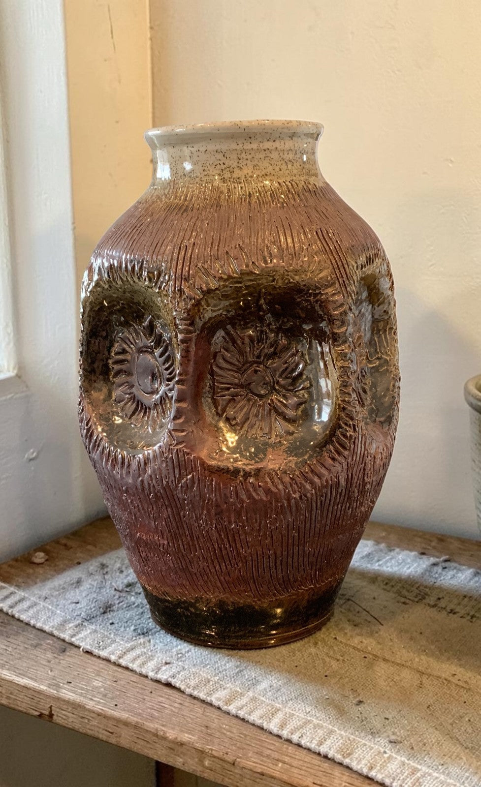 Vintage Mid Century West German Pottery Vase Large 33cm Brutalist Dumler Breiden