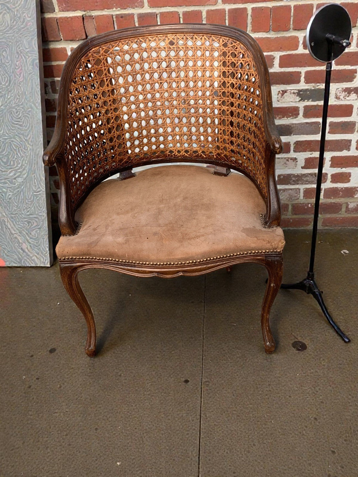 Antique 19th Century French Provincial Bergere Louis XV Style Armchair