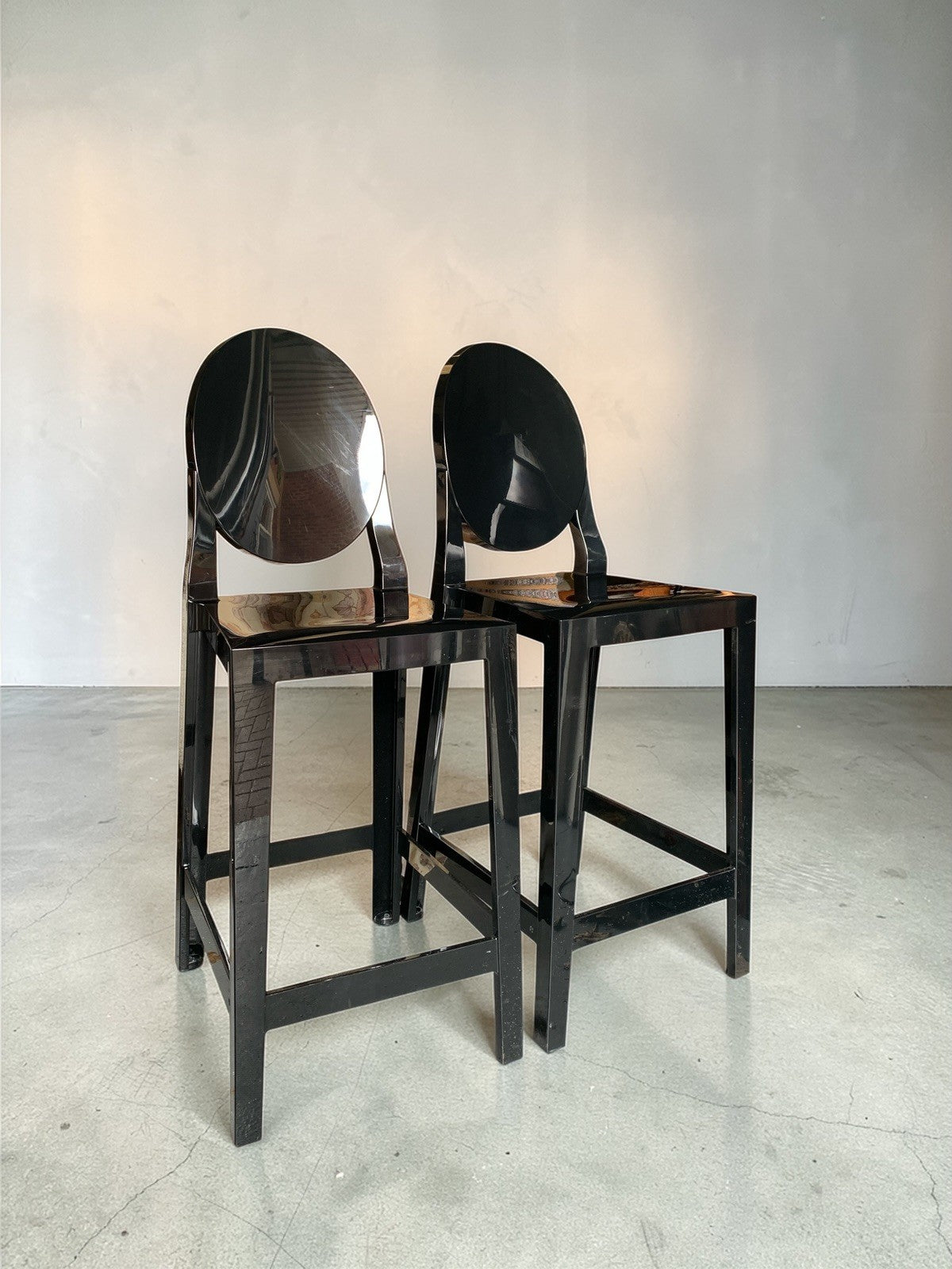 Pair of Philippe Starck –Kartell ‘One More’ Counter Stools (65cm)  Glossy Black
