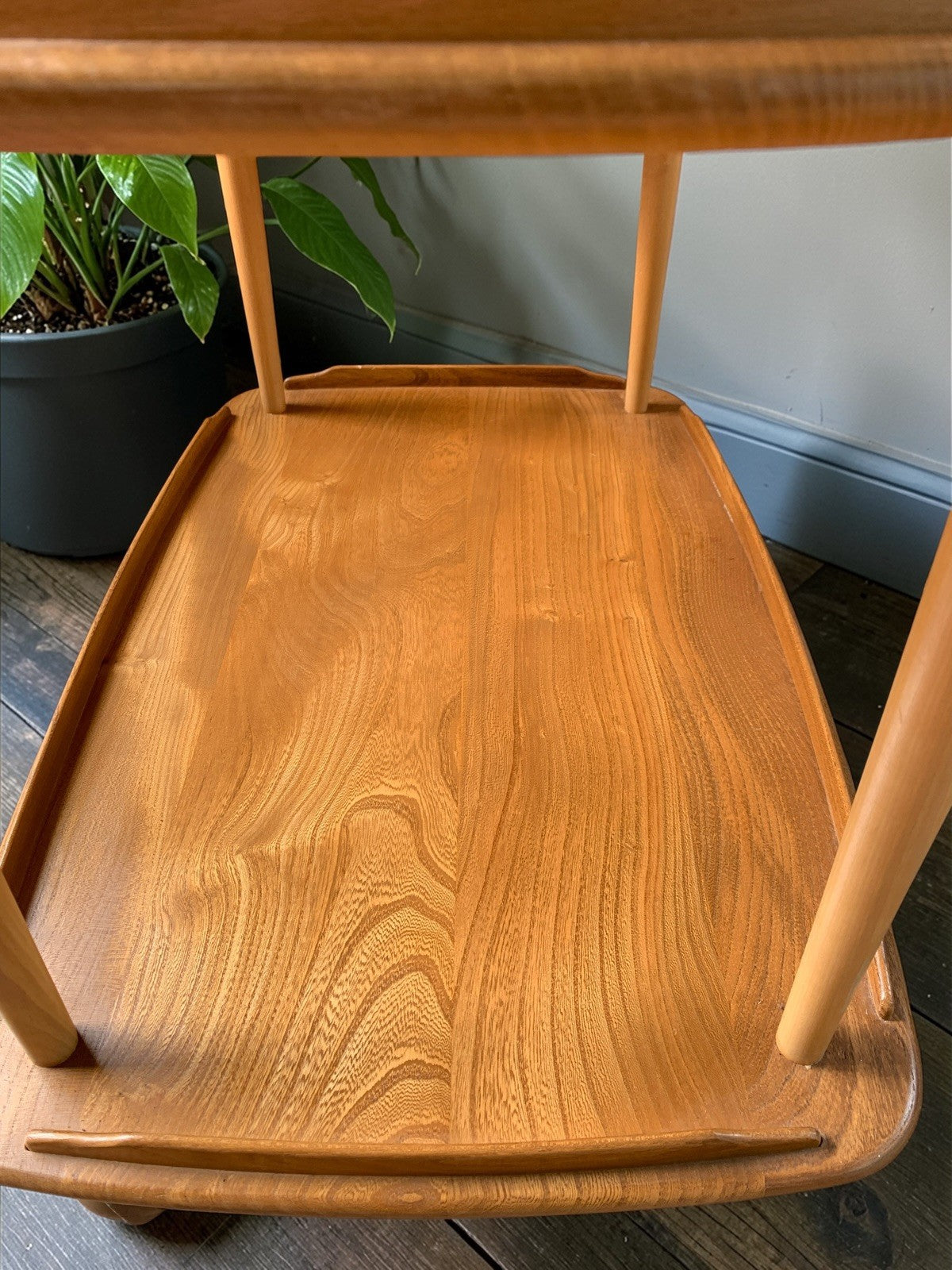 Vintage MCM Ercol Windsor Model 458 Three-Tier  Cart /Trolley – Light Blonde Elm