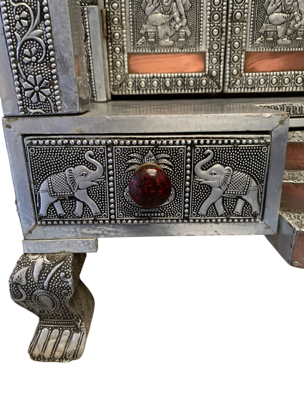 Large Silver & Copper Embossed Indian Pooja Mandir (Shrine) – Ganesha & Lakshmi