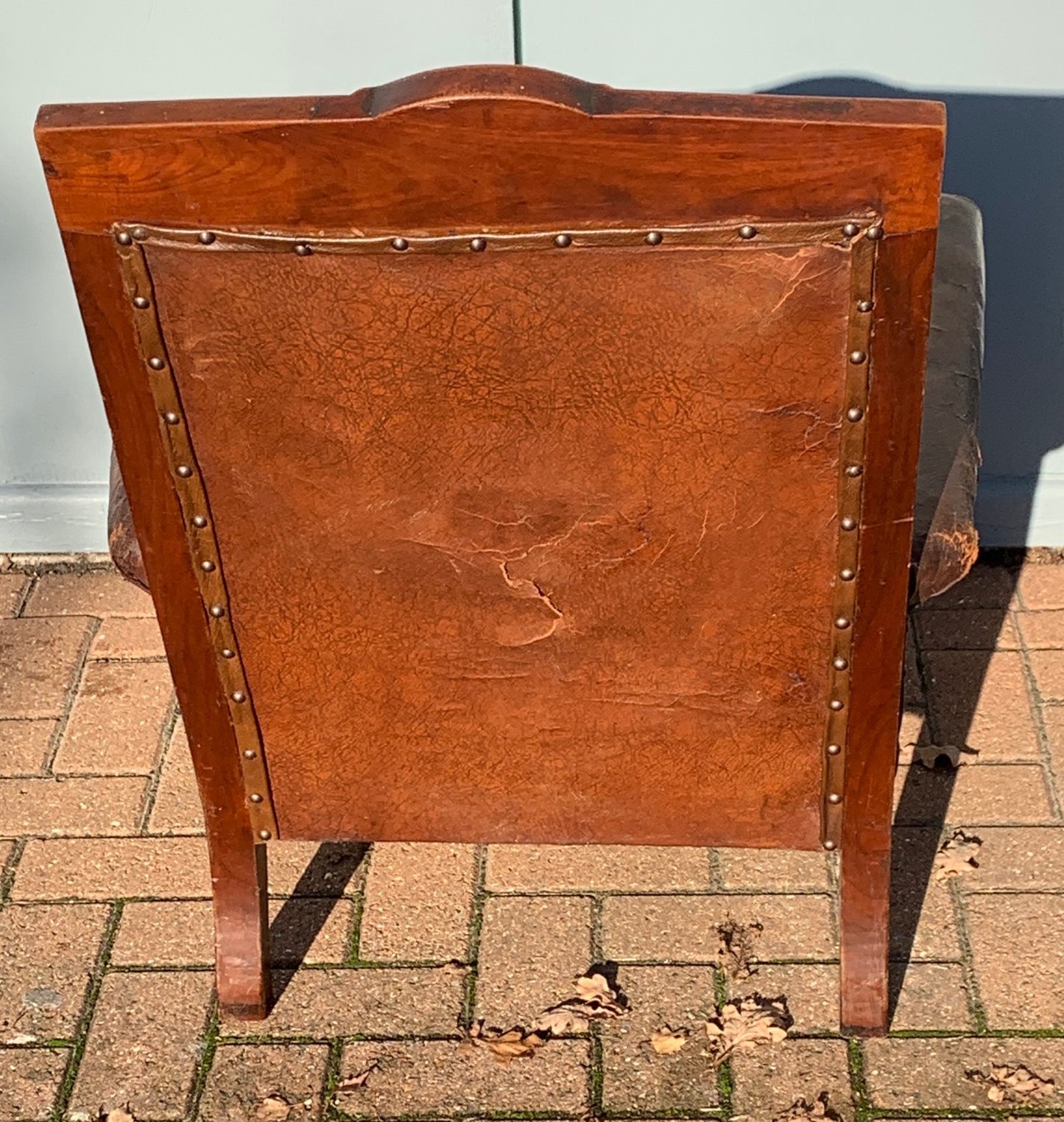 Antique Victorian Leather Library Chair on Castors c 1840's