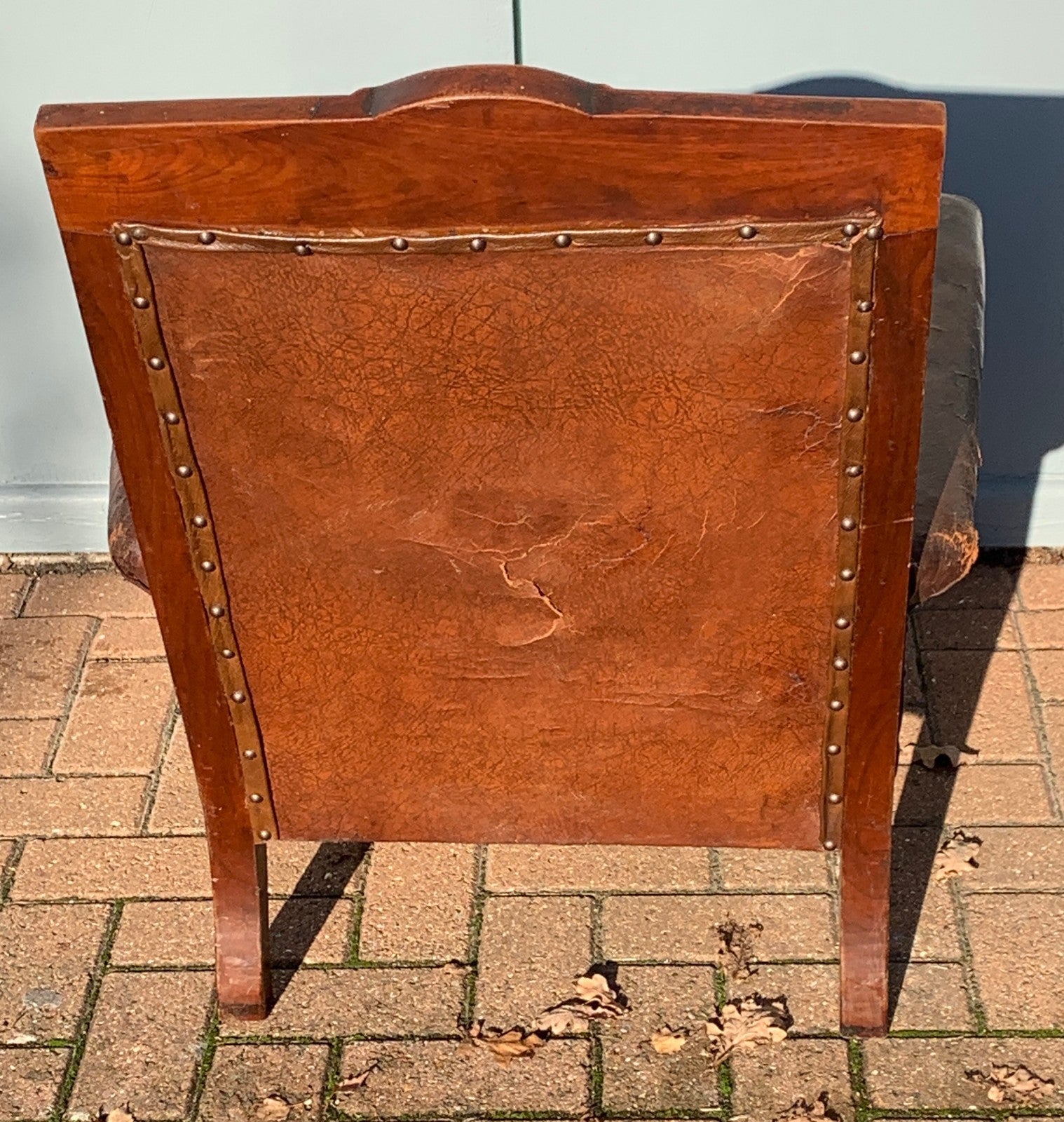Antique Victorian Leather Library Chair on Castors c 1840's