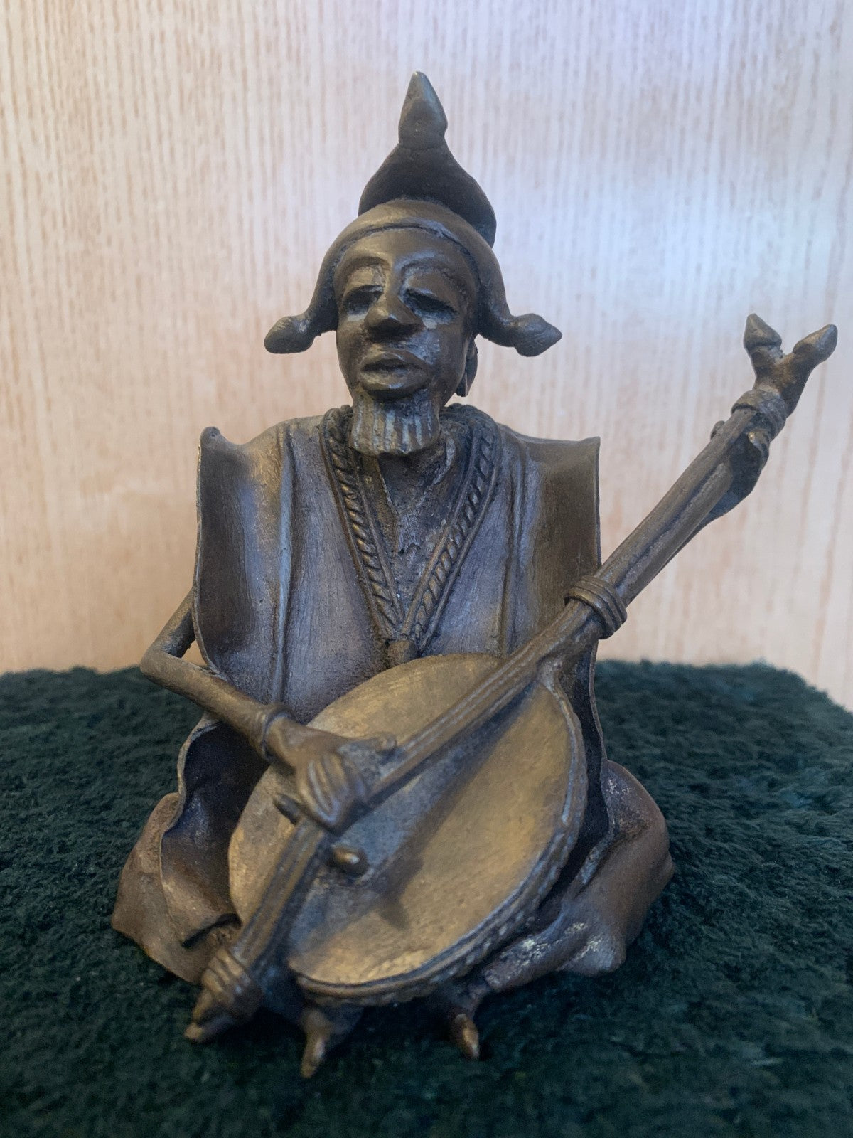 Vintage West African Bronze Musician Sculpture Early-Mid 1900's