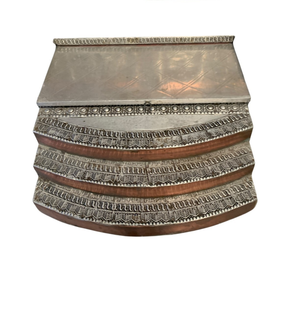 Large Silver & Copper Embossed Indian Pooja Mandir (Shrine) – Ganesha & Lakshmi