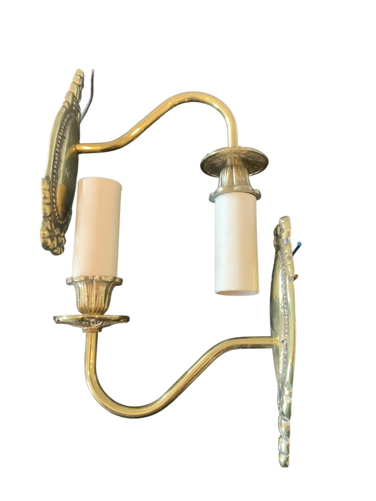 Pair of Impex Lighting ‘Georgian’ Brass Single Wall Lights – Light Bronze Finish