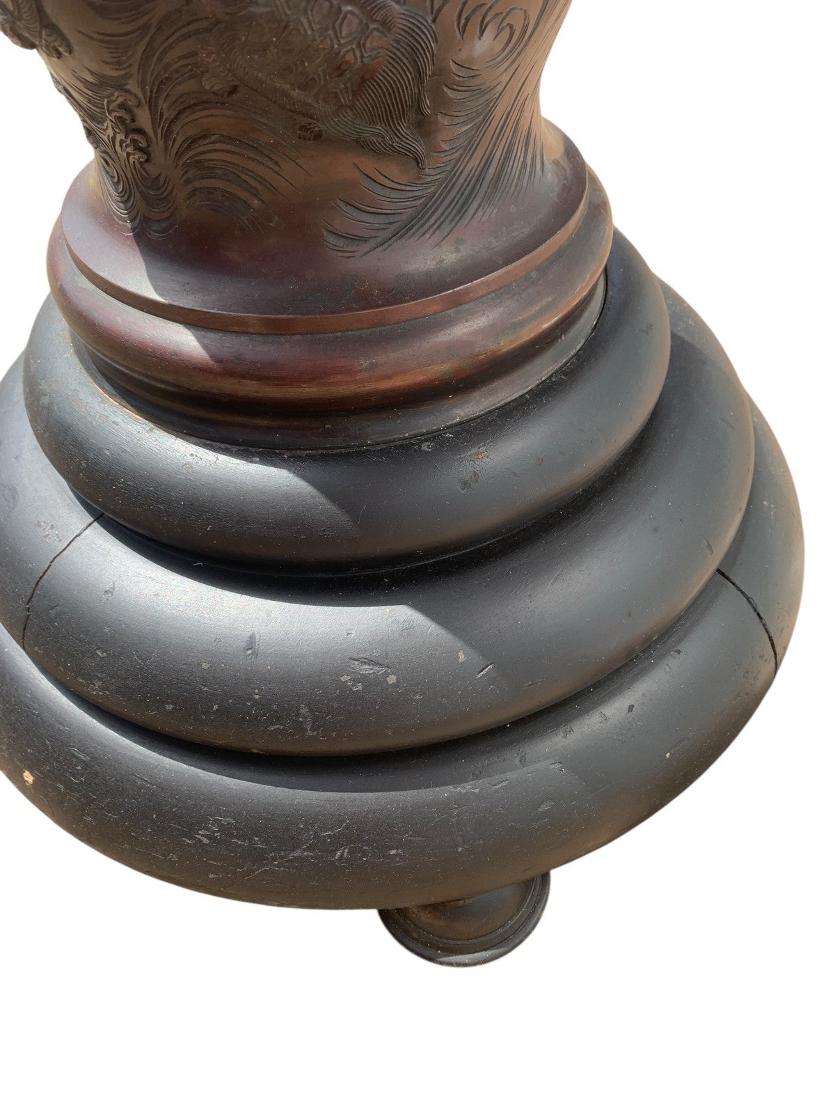 Antique Japanese Meiji Bronze Floor Lamp Base Oriental Dragon Turtle Light c1890