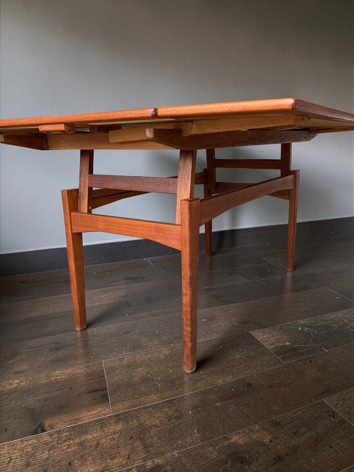 Kai Kristiansen for Trioh: 1960s Danish Teak 'Elevator' Metamorphic Dining Table