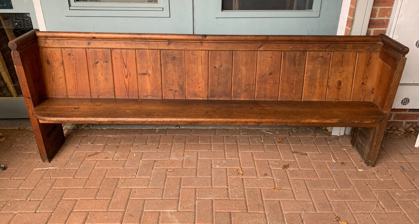 Authentic Antique Victorian Pitch Pine Church Pew, Bench Seating, Numbered 42!