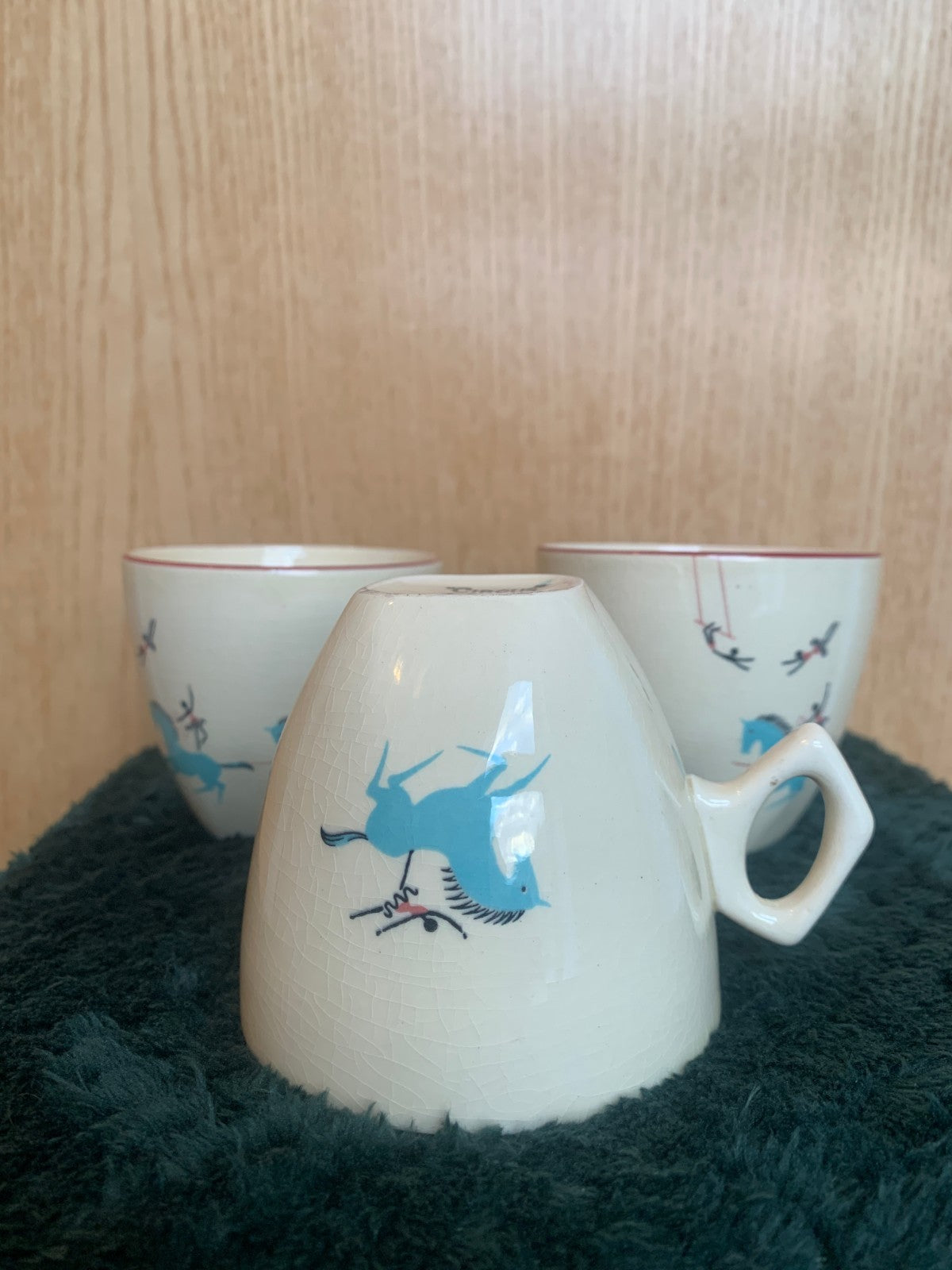 Vintage 1950's  Beswick 'Circus Pattern' Snack/Hostess Sets  (3 sets of 2)