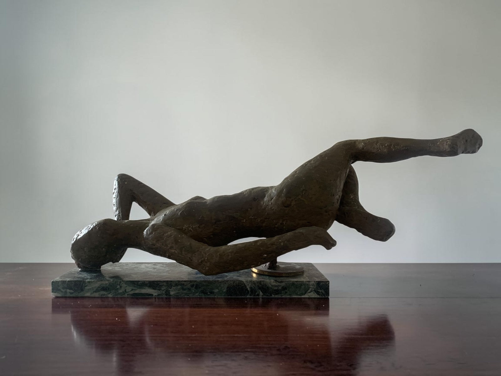 Stylized Studio Art Papier-Mâché Reclining Female Figure on Marble Plinth