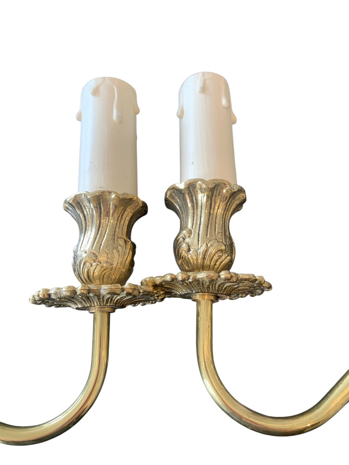 Pair of Compact French Style Solid Brass ‘Dauphine’ Single Wall Lights by Impex