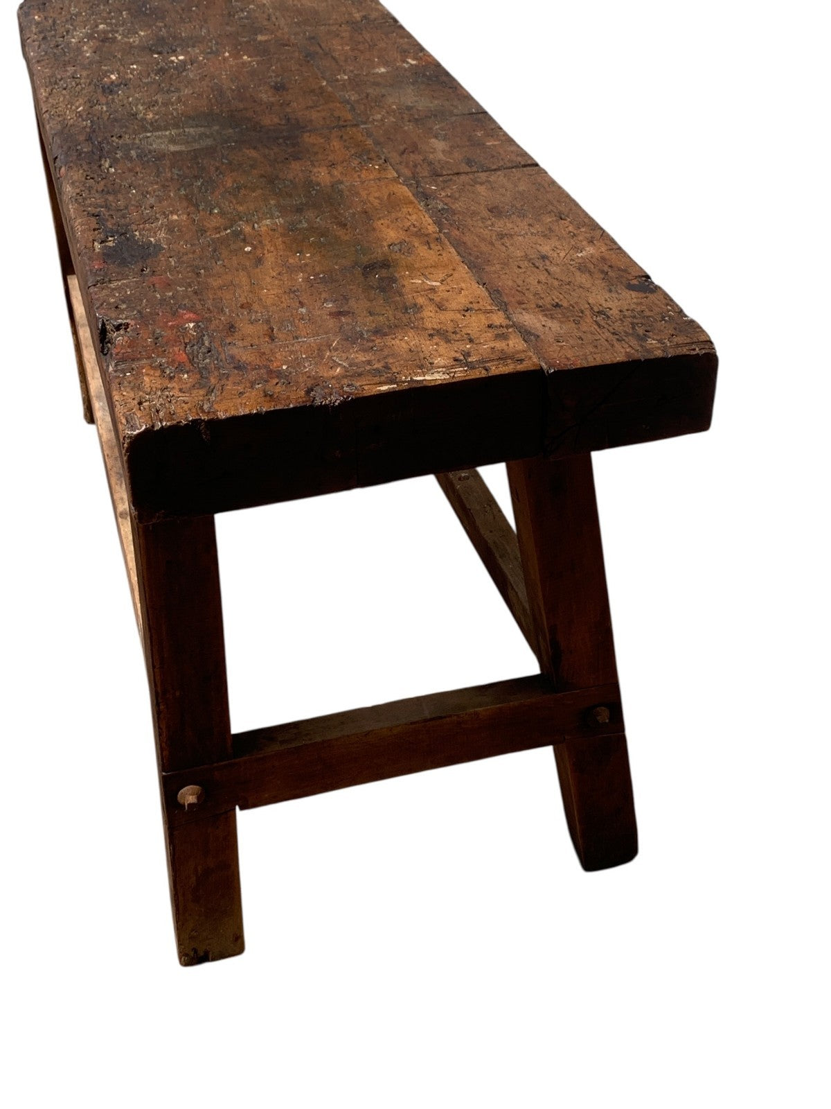 Vintage Industrial Timber Workbench Coffee Table Rustic Carpenter Bench Console