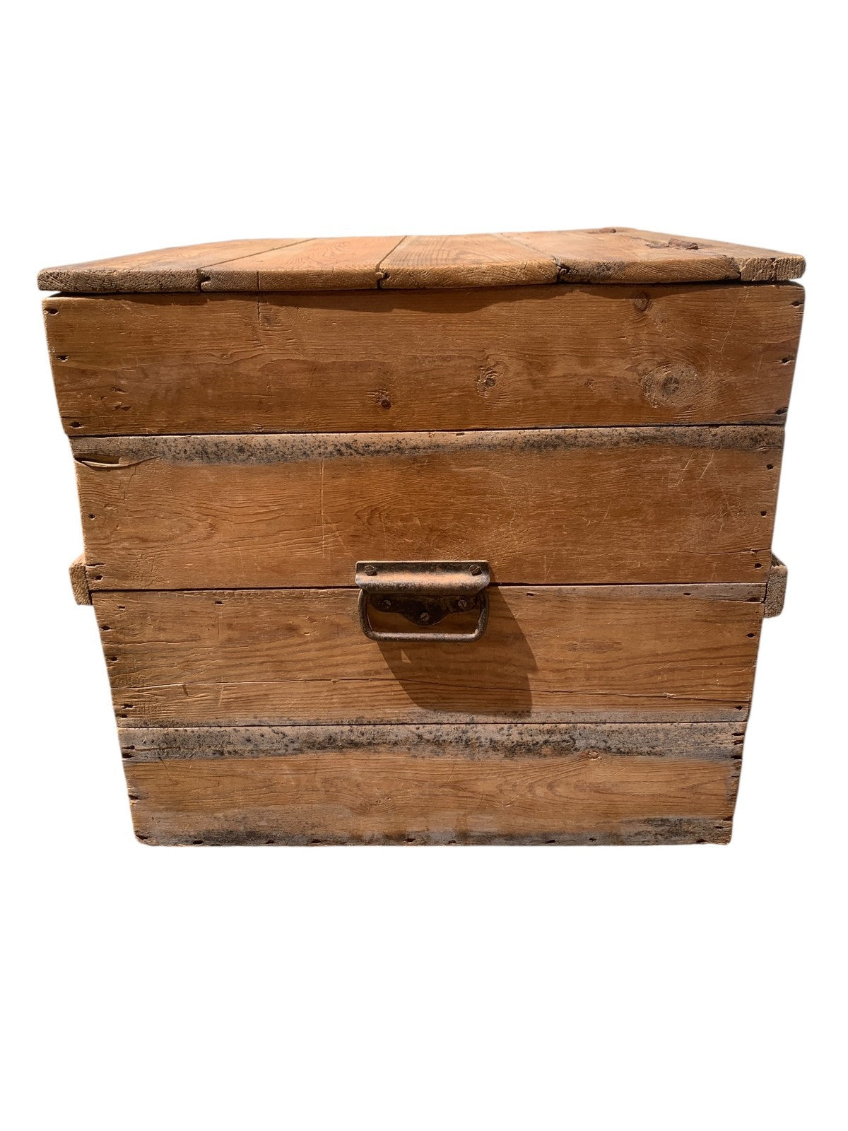 Large Antique Victorian Stripped Pine Trunk  Coffee Table Blanket Chest c.1890