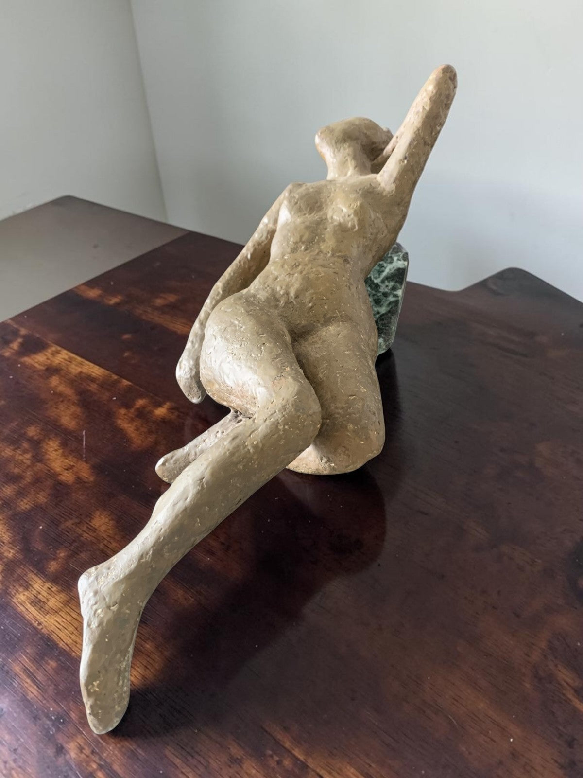 Stylized Studio Art Papier-Mâché Reclining Female Figure on Marble Plinth