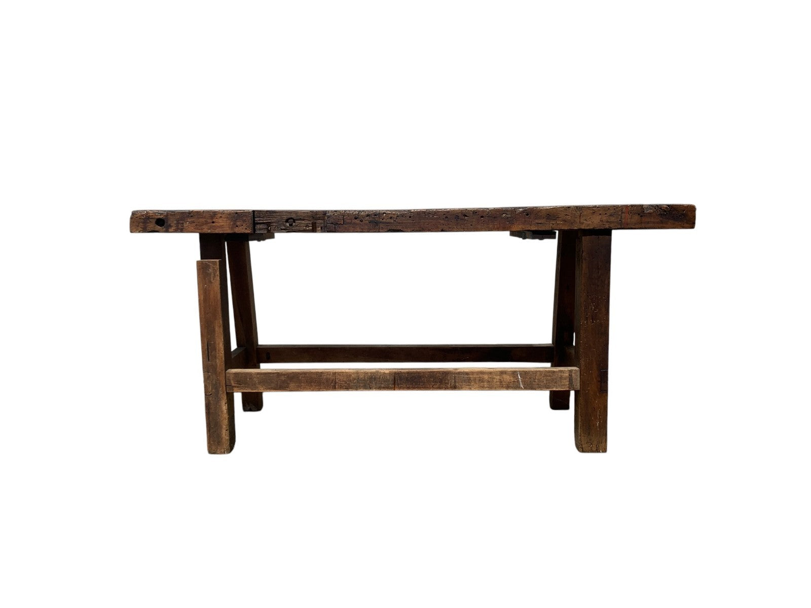 Vintage Industrial Timber Workbench Coffee Table Rustic Carpenter Bench Console