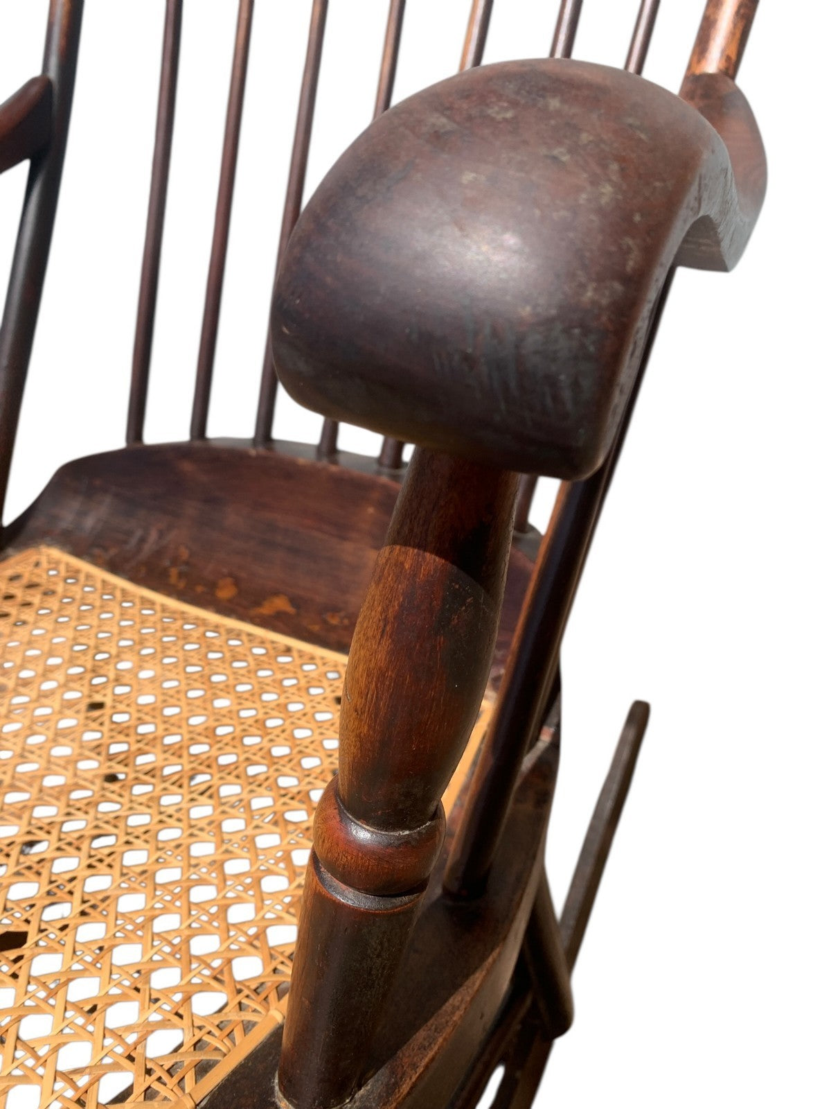 Antique Boston Rocker Chair & Matching Footstool c.1880 Victorian Windsor Cane