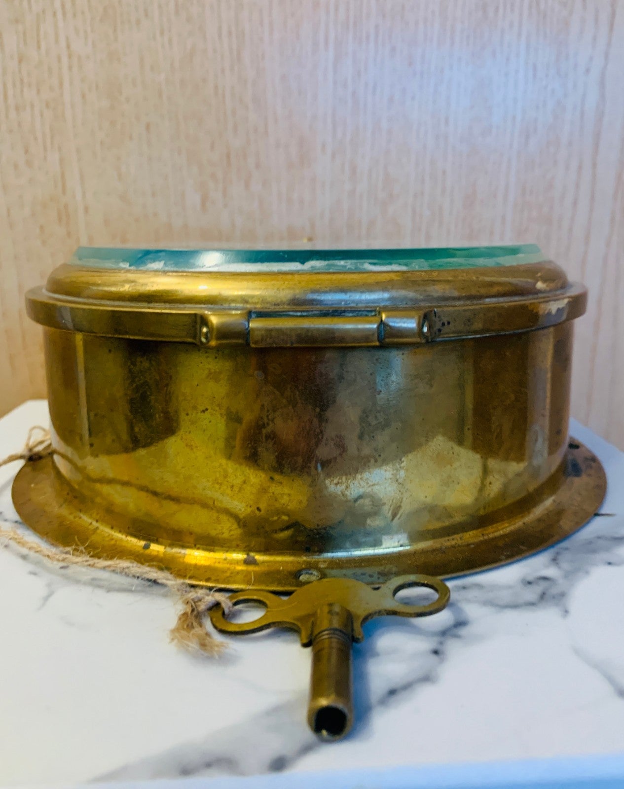 Pre-1867 Antique Brass Bulkhead Clock by Cooke, Hull, precursor to B.Cooke & Son