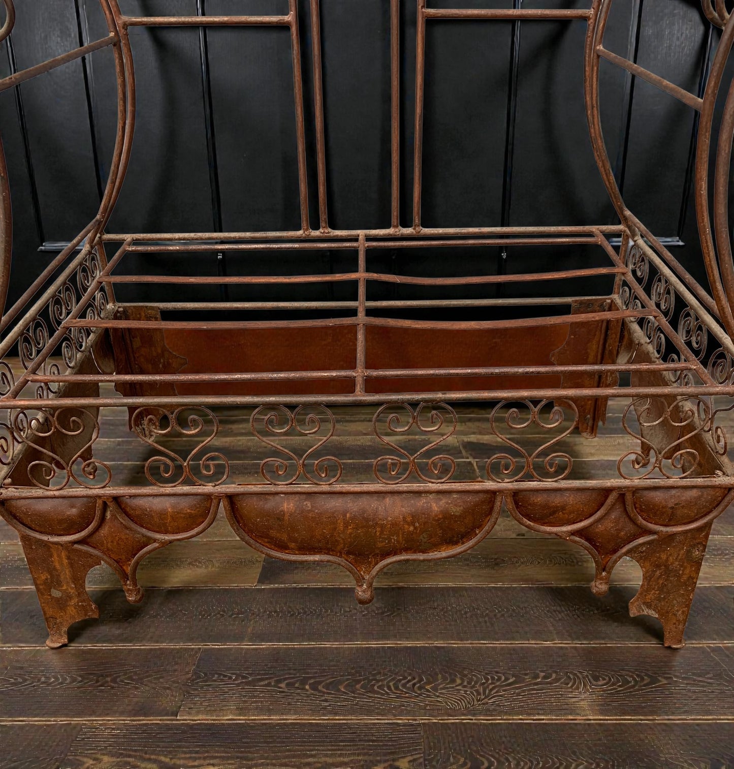 Grand Vintage Moorish Wrought Metal Window Settee or Architectural Garden Bench