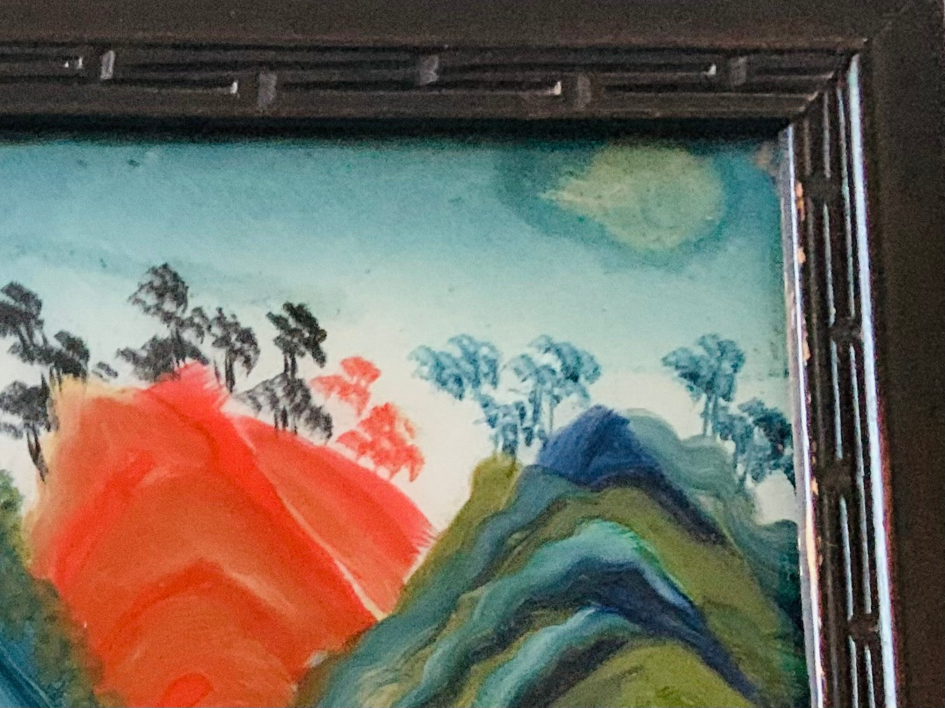 Antique Qing Dynasty Chinese Reverse Painting on Glass, Depicting Chinese Parade, Confucius. Chinese Glass Painting.