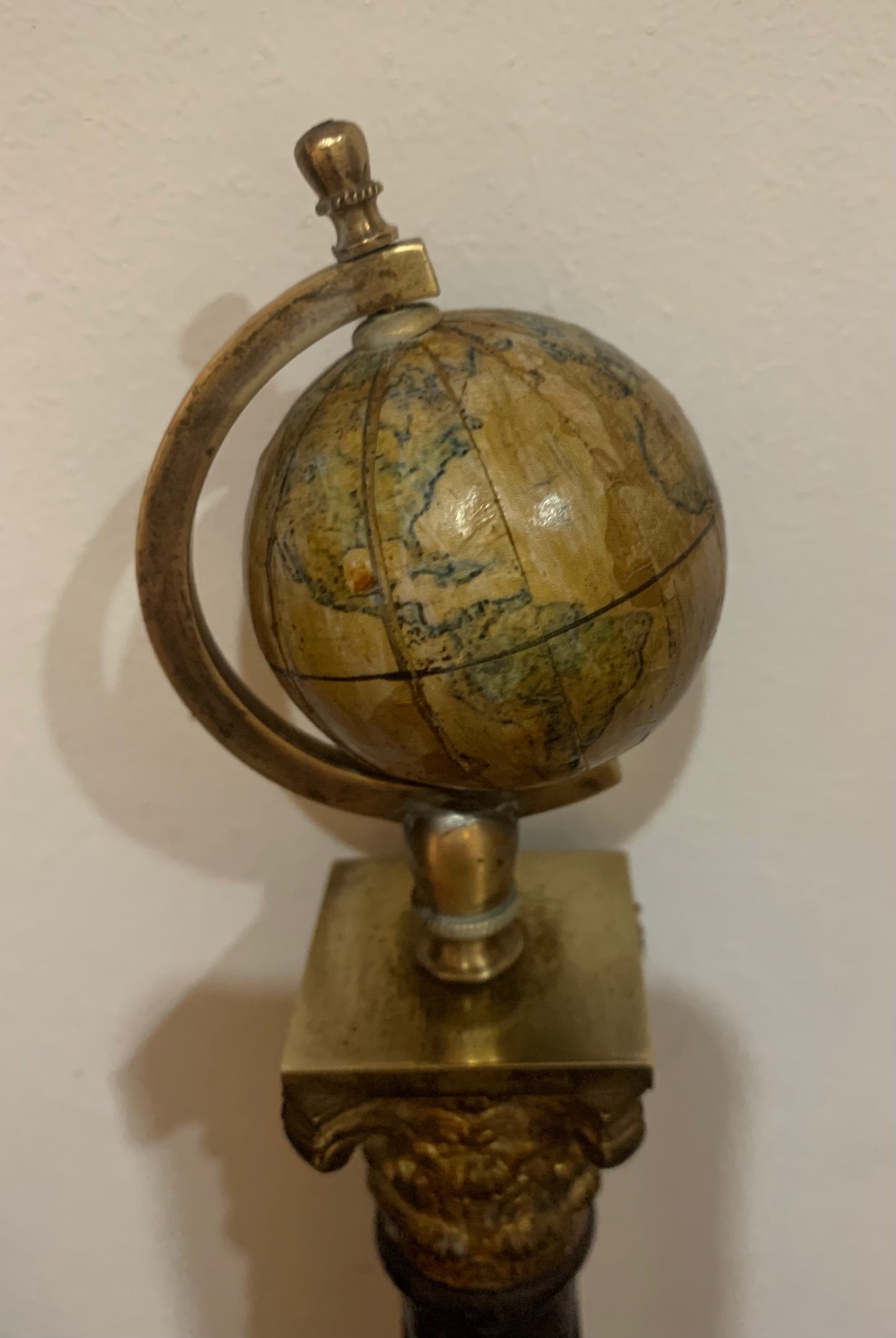 Antique Edwardian (1901-1910) Pair of Masonic Globes on Columns.