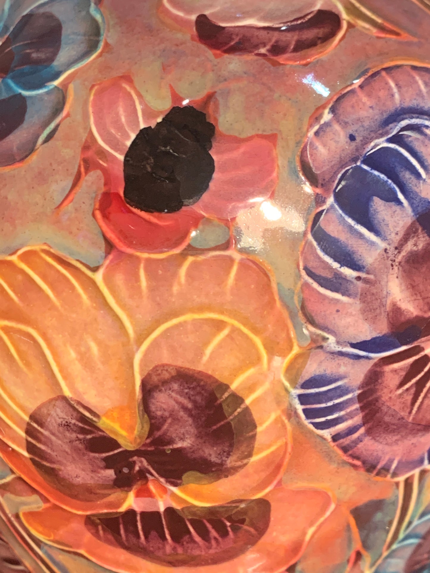Beautiful Original Original Jonathan Cox Lustreware Vase 'Pansies'.