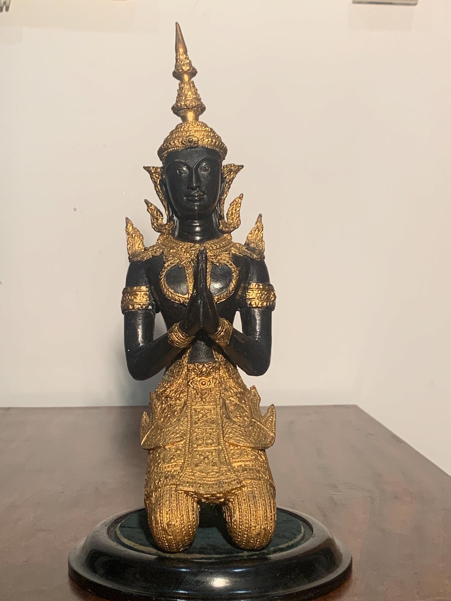 Large & Heavy Vintage Thai Teppanom Temple Guardian Angel Buddha Gilded Statue Figurine