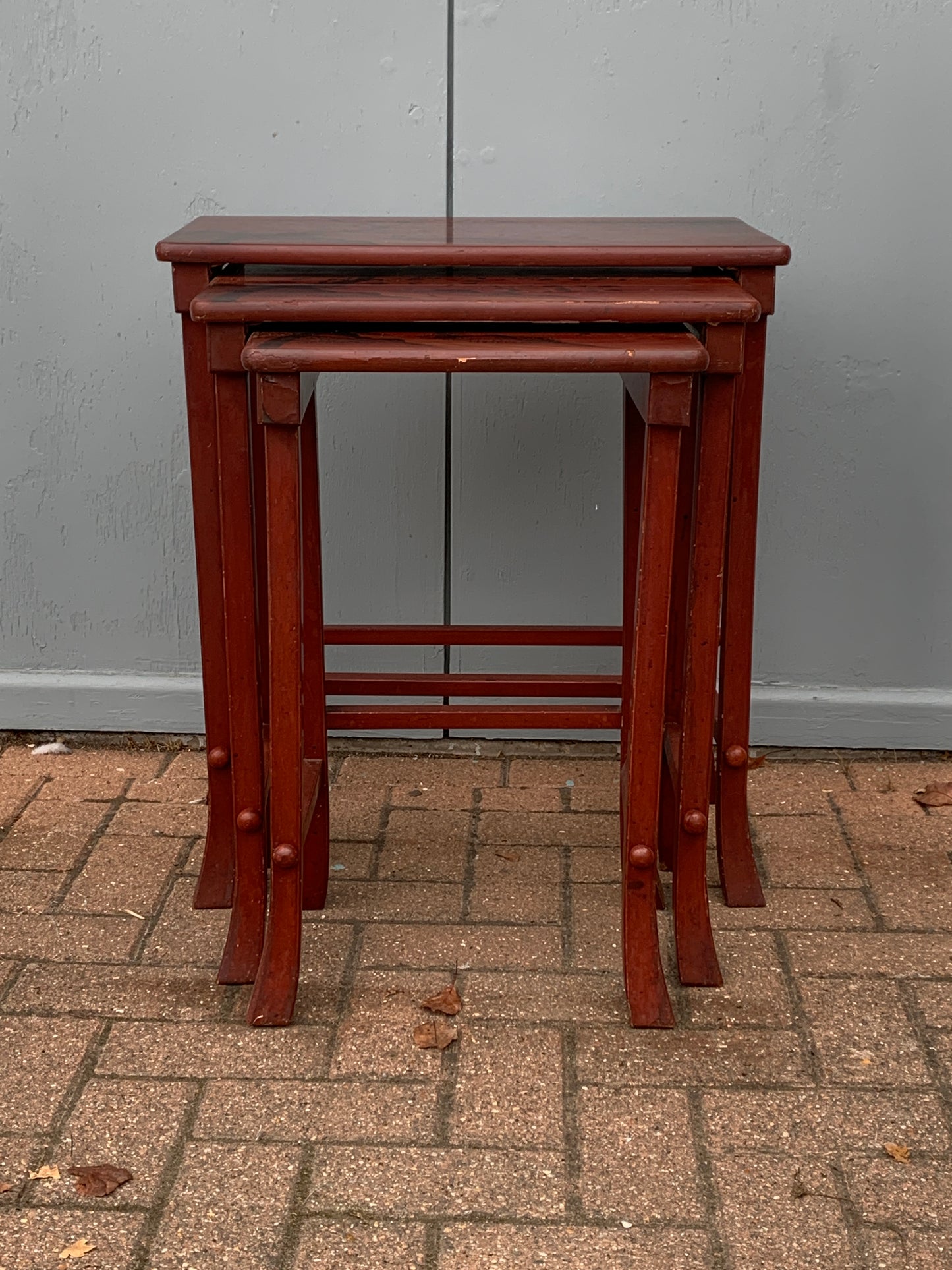 Antique Nest of 3 Occasional Side Tables, Oriental, Japanned, Victorian, C.1900