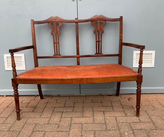 Antique Edwardian c1900's Mahogany Parlour Coach Settee
