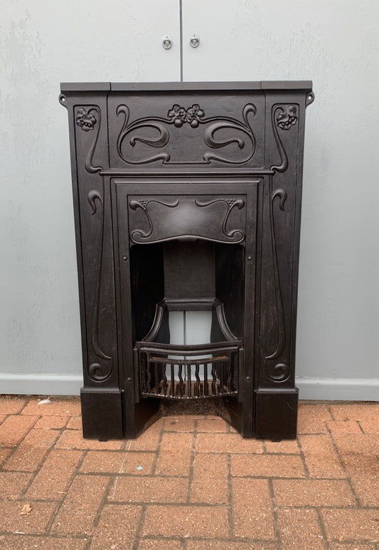 Antique Art Nouveau Cast Iron Fireplace (1890-1910)