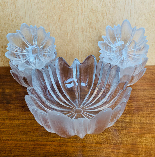 Complete Set Vintage Dartington Lead Crystal Frank Thrower ‘Hollywood’ Petal Dishes
