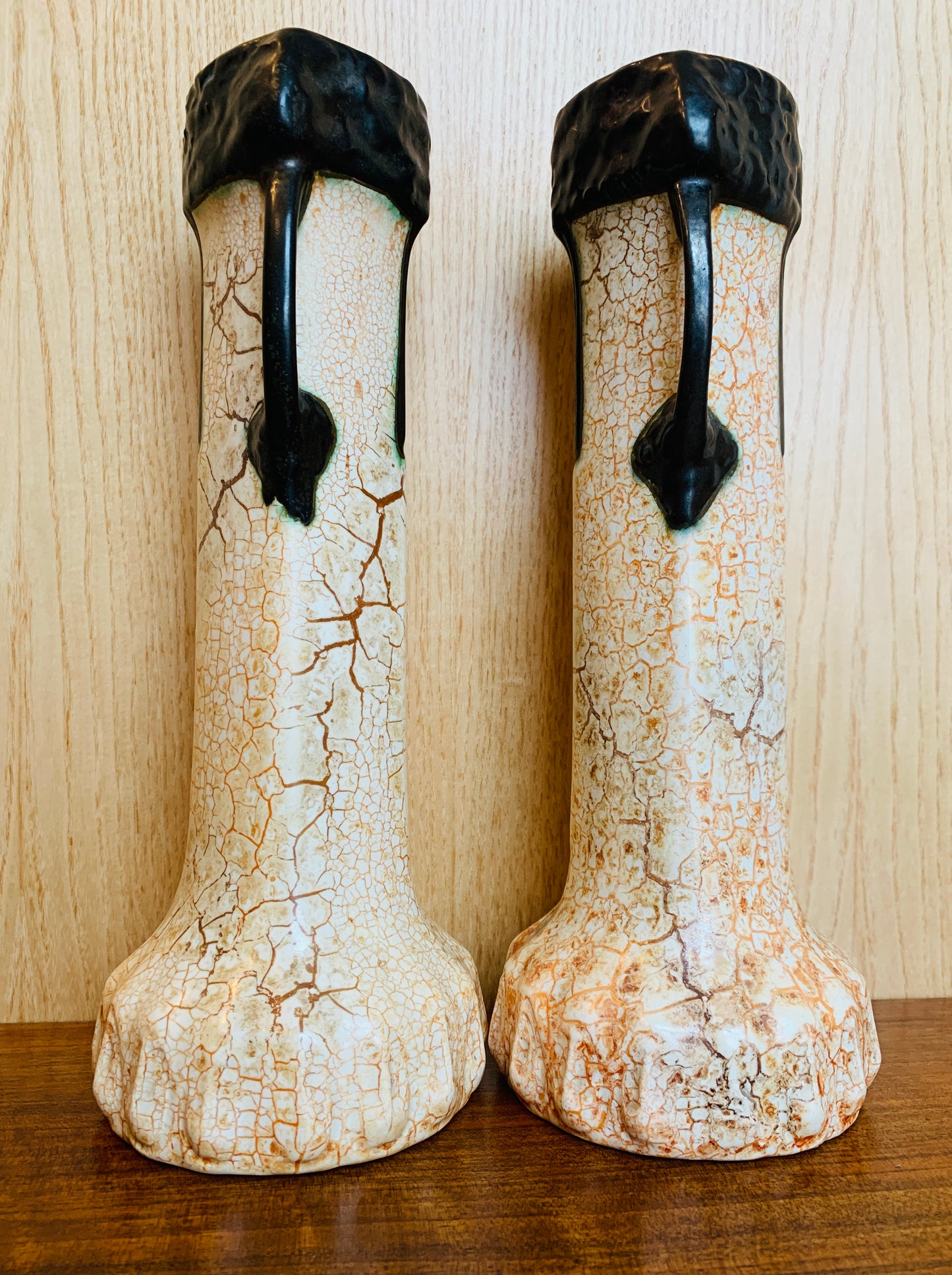 Pair of Antique Art Deco, Ditmar Urbach 'Alienware' Double Handled Vases